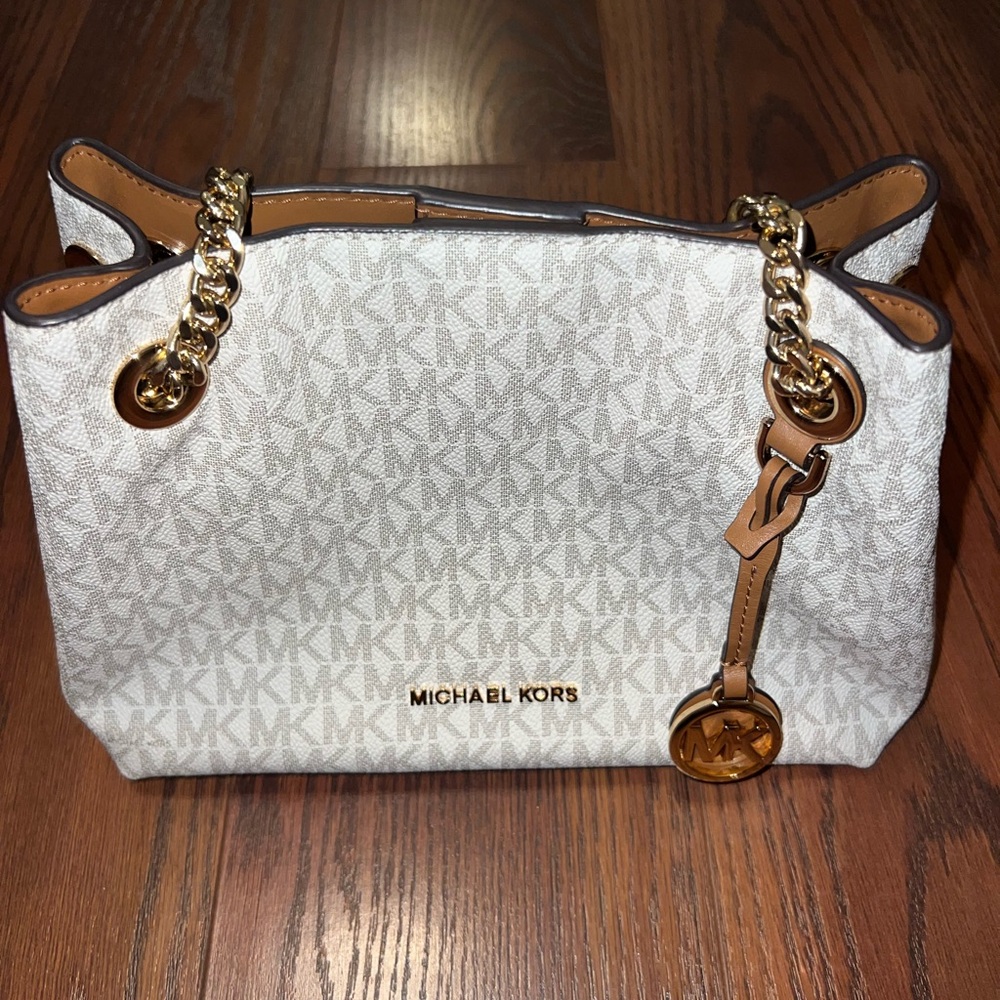 Michael Kors White and Tan Purse